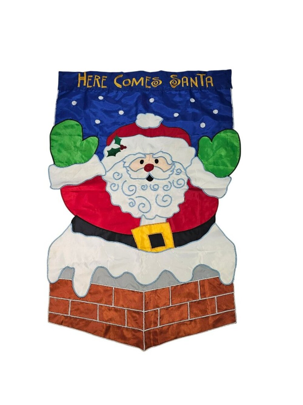 Here Comes Santa Outdoor Christmas Garden Flag Banner 38x27" Applique
